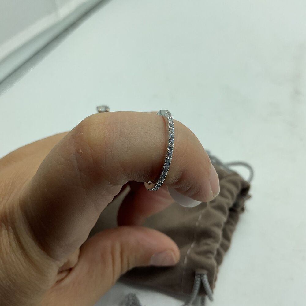 NEW 925 Sterling Silver Cubic Zirconia Half Eternity Ring Pave Band Size 6
